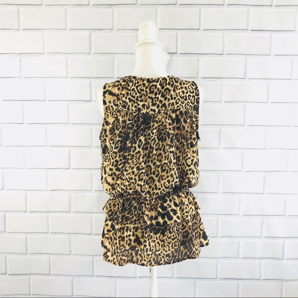 Pleione Sleeveless animal print peplum Top Small - Picture 3 of 7